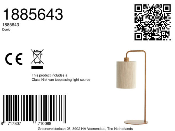 Tafellamp japandi beige/naturel gebogen Light & Living Donio - Image 2