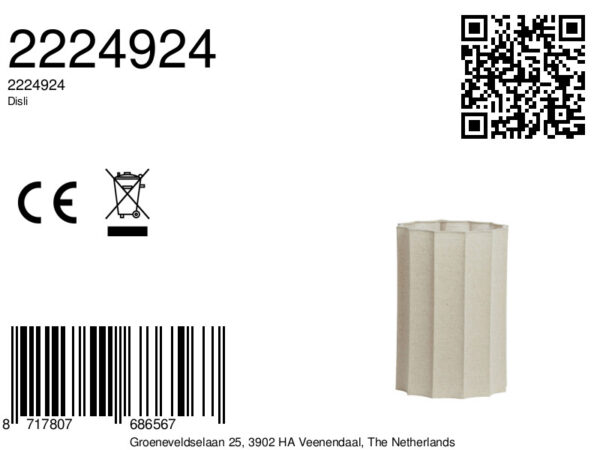 Hoge beige geplooide lampenkap Light & Living Disli - Image 2