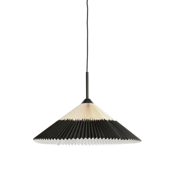 Hanglamp naturel/zwart textiel geplooid Light & Living Pleated