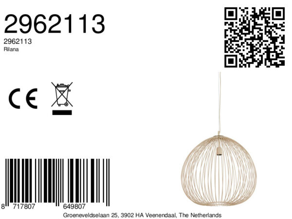 Moderne draad hanglamp met metalen frame Light & Living Rilana - Ø 56 cm - Image 9
