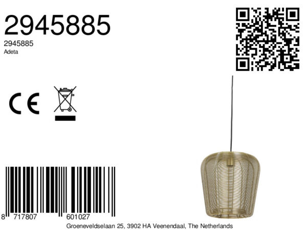 Goudkleurige metalen hanglamp voor interieur Light & Living Adeta - Ø 28 cm - Image 9
