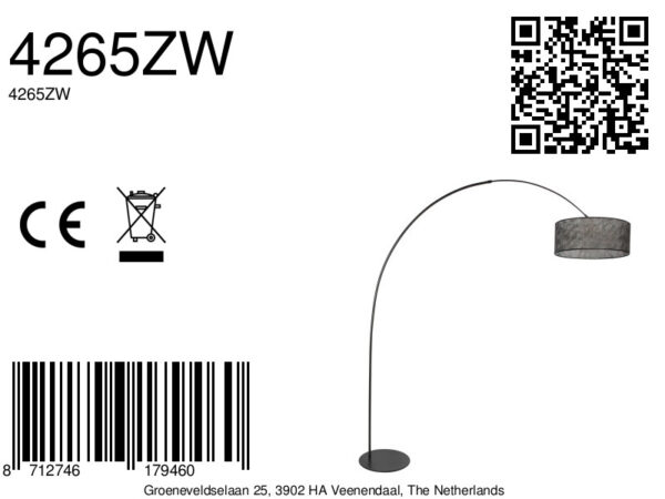 Minimalistische zwarte booglamp met kap Anne Lighting Curve - Image 16