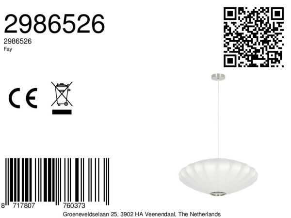 Schelpvormige witte hanglamp Light & Living Fay - Ø 60 cm - Image 7