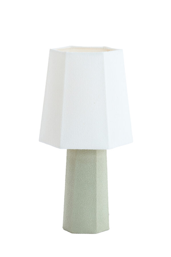 Witte stoffen tafellamp geometrisch ontwerp Light & Living Musabo - H 49 cm - Image 2