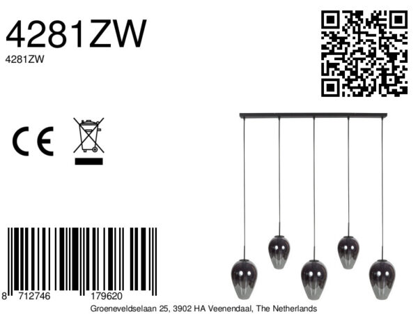 Zwarte hanglamp met bollen in smoke glas Mexlite HaloSwap - Image 10