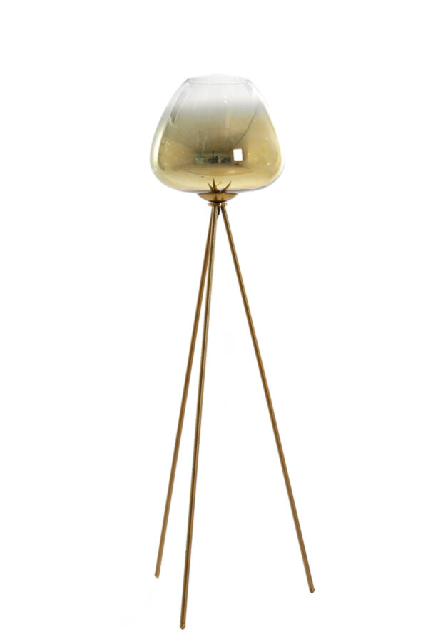 Zwarte vloerlamp driepoot goudkleurig glas Light & Living Mayson - H 146 cm - Image 3