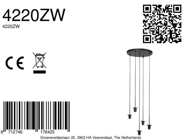 Zwarte hanglamp met 5 fittingen aan verstelbare snoeren Mexlite HaloSwap - Image 9