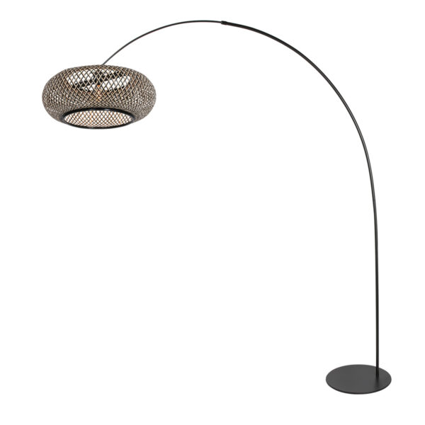 Zwarte booglamp met naturel kap Anne Lighting Curve - Image 2