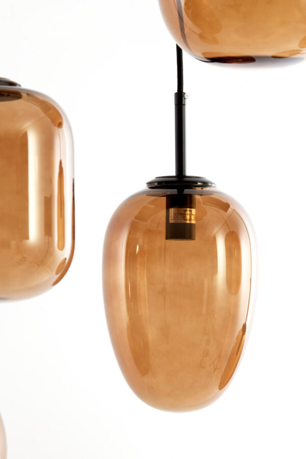 Cluster hanglamp met bruine glazen bollen Light & Living Mezza - B 45 cm - Image 3