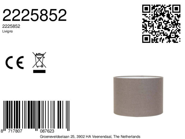 Cilindervormige stoffen lampenkap taupe Light & Living Livigno - Ø 25 cm - Image 6