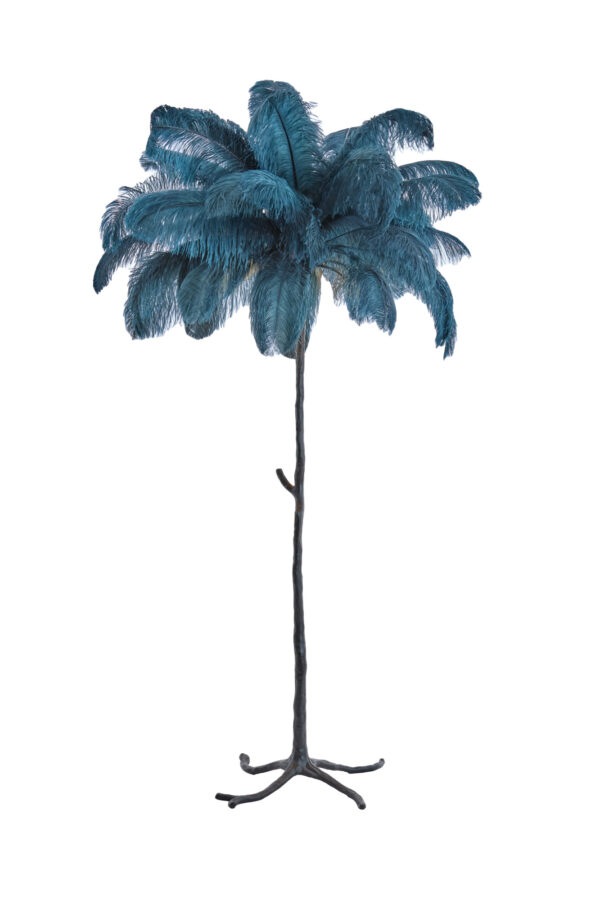 Blauwe veren vloerlamp Light & Living Feather - H 180 cm - Image 2