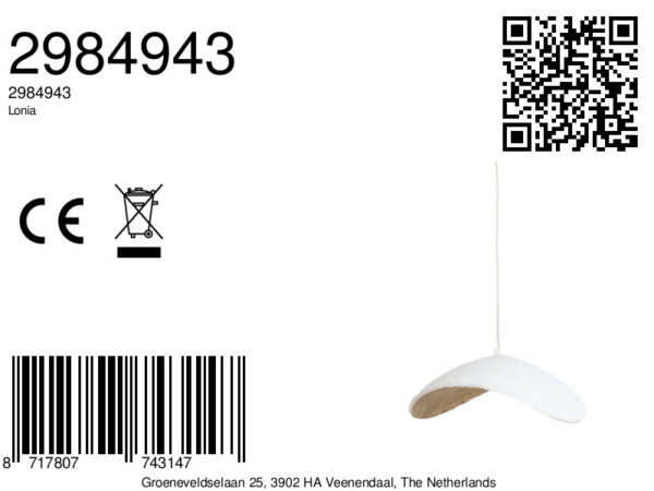 Witte gebogen hanglamp compact Light & Living Lonia - Ø 43 cm - Image 6