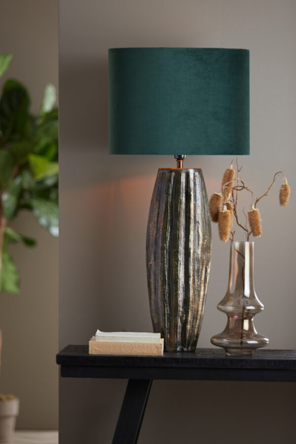 Groene lampenkap in cilinder vorm Light & Living Velours - H 32 cm - Image 4