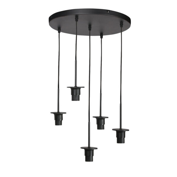 Zwarte hanglamp met 5 fittingen aan verstelbare snoeren Mexlite HaloSwap - Image 6