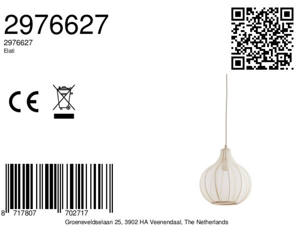 Moderne beige stoffen hanglamp Light & Living Elati - Ø 29 cm - Image 9