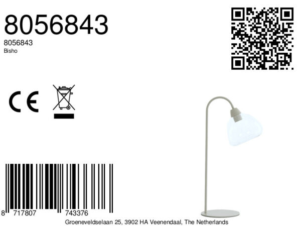 Glazen tafellamp metaalvoet Light & Living Bisho - H 61 cm - Image 5