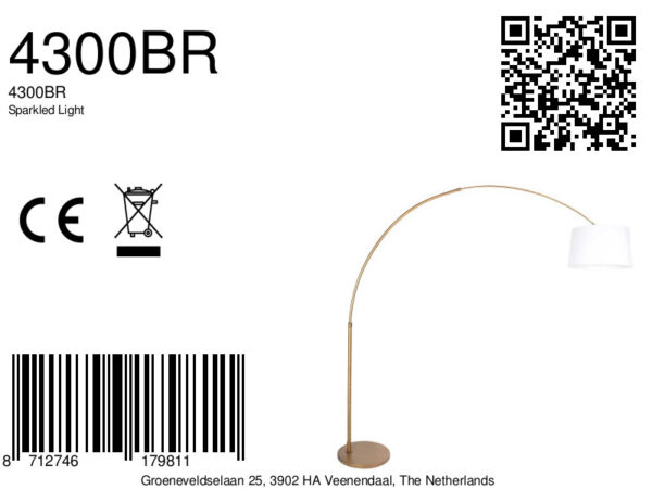 Bronskleurige booglamp met witte kap Steinhauer Sparkled Light - Image 18