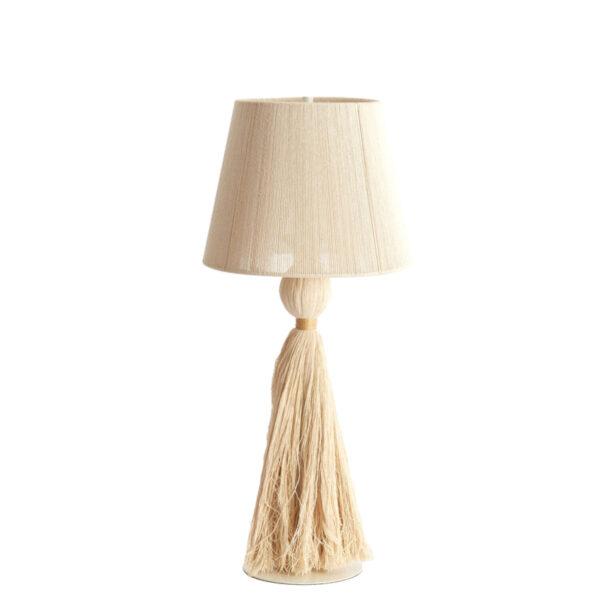 Beige stoffen schemerlamp kwast Light & Living Espino - H 58 cm