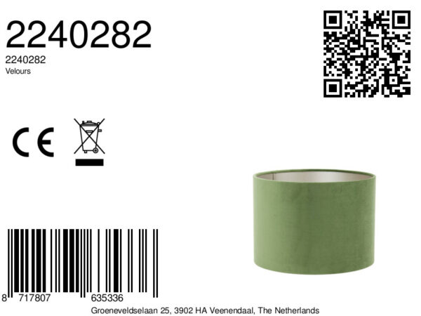 Cilindervormige groene lampenkap Light & Living Velours - Ø 40 cm - Image 6