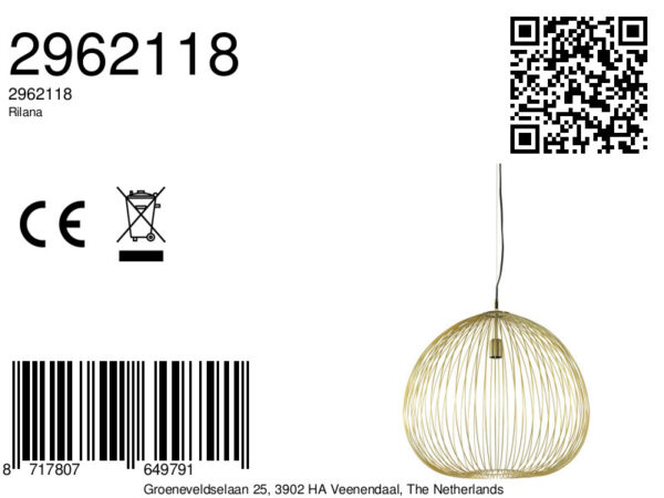 Koepelvormige gouden draad hanglamp Light & Living Rilana - Ø 56 cm - Image 8