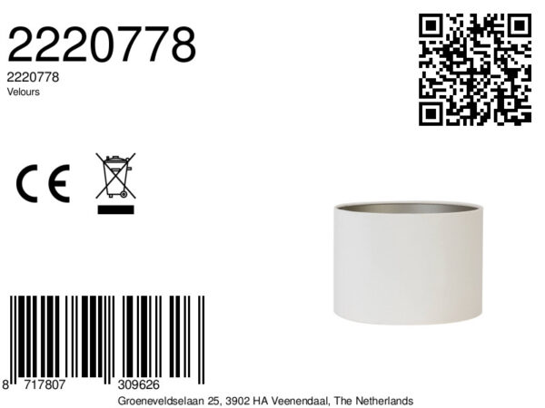 Witte lampenkap in cilindervorm Light & Living Velours - Ø 20 cm - Image 9