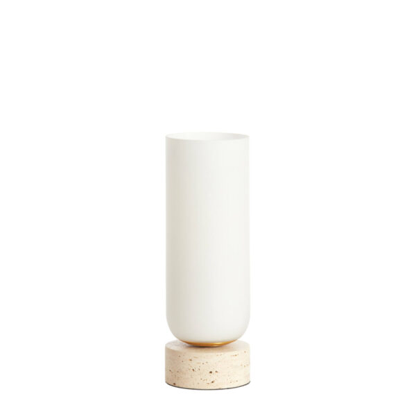 Cilindervormige witte lampenkap op marmeren voet & Living Rylano - H 35 cm