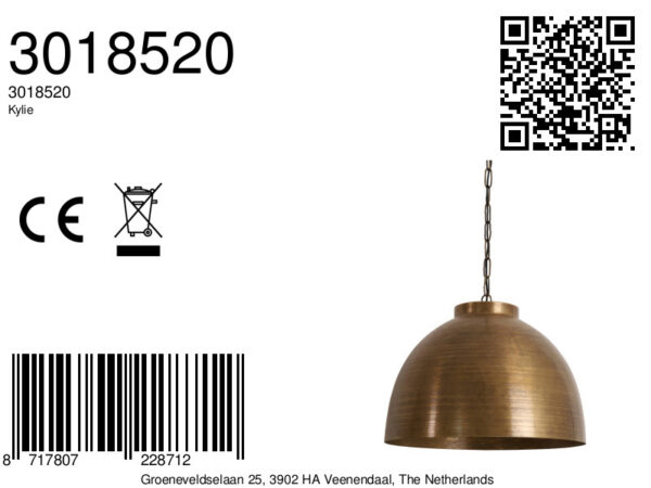 Goudkleurige metalen hanglamp Light & Living Kylie - Ø 60 cm - Image 9