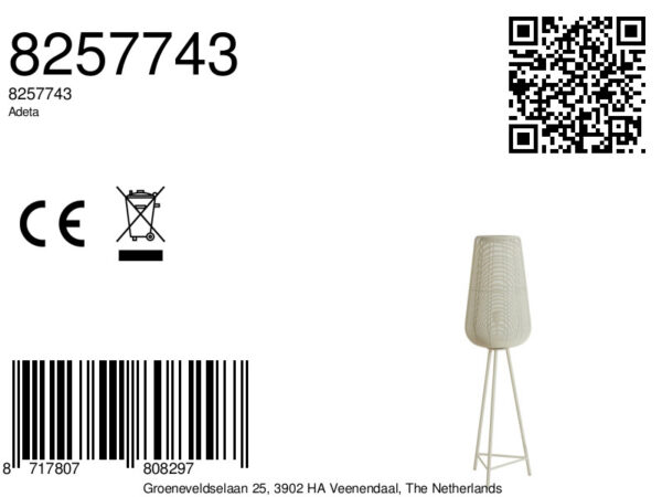 Beige stoffen vloerlamp in stijlvol ontwerp Light & Living Adeta – H 135 cm - Image 6