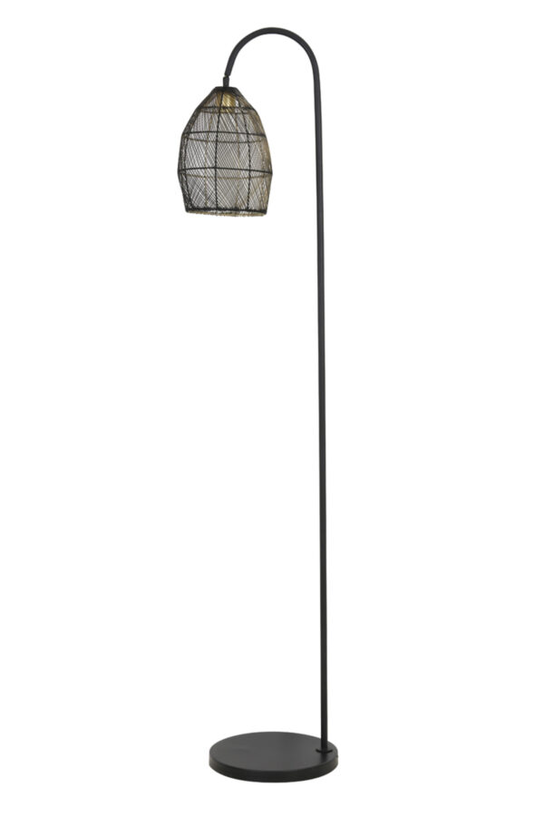 Zwart metalen staande lamp met draadkap Light & Living Meya - H 172 cm - Image 2