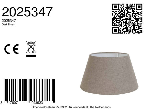 Stoffen lampenkap beige Light & Living Dark Linen - Ø 18 cm - Image 3