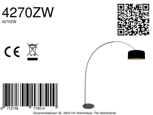 Zwarte gebogen vloerlamp met zwarte kap Anne Lighting Curve - Image 16