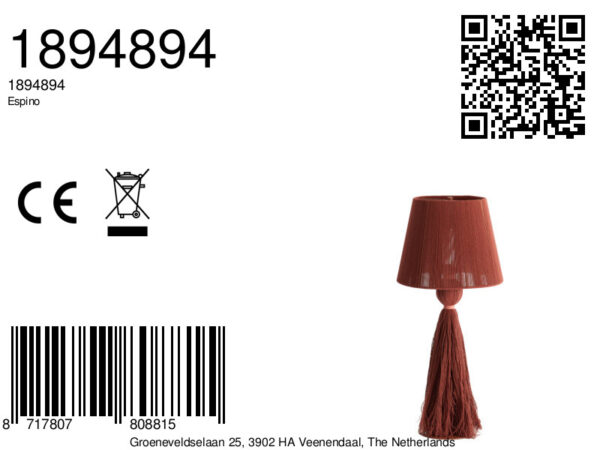 Stoffen staande lamp rood Light & Living Espino - H 58 cm - Image 6