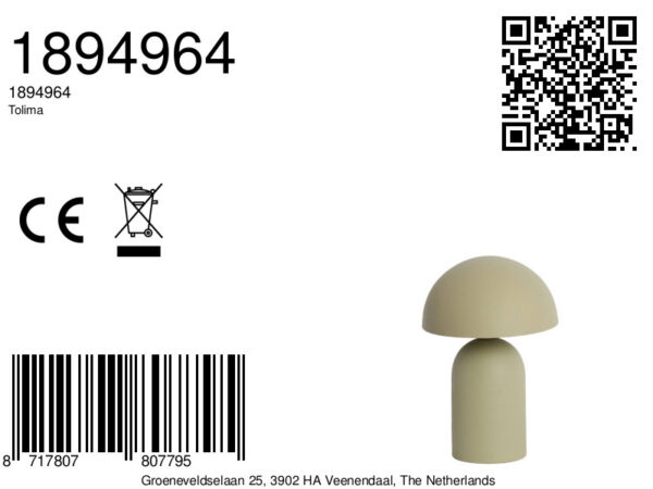 Paddenstoelvormige lamp beige Light & Living Tolima - H 35 cm - Image 5
