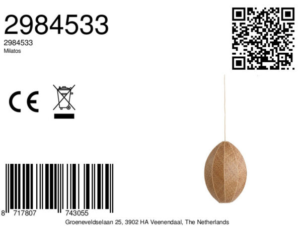 Ovale rotan hanglamp met open structuur Light & Living Milatos - Ø 28,5 cm - Image 7