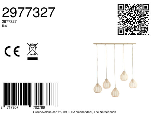 Vijflichts hanglamp in neutrale tinten Light & Living Elati - B 100 cm - Image 8