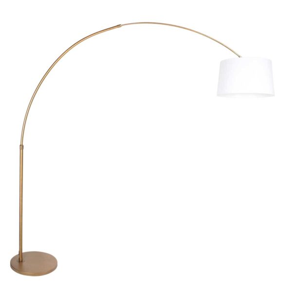 Bronskleurige booglamp met witte kap Steinhauer Sparkled Light