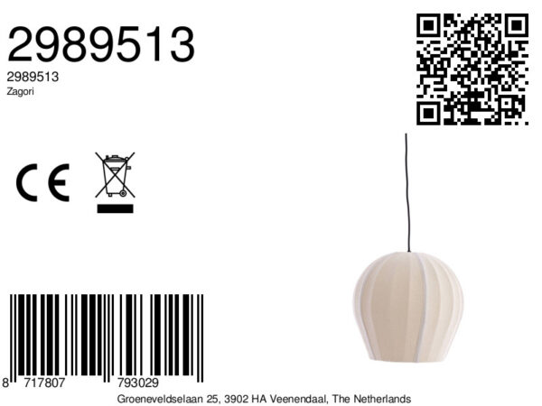 Zandkleurige stoffen hanglamp voor sfeer Light & Living Zagori - Ø 35 cm - Image 6