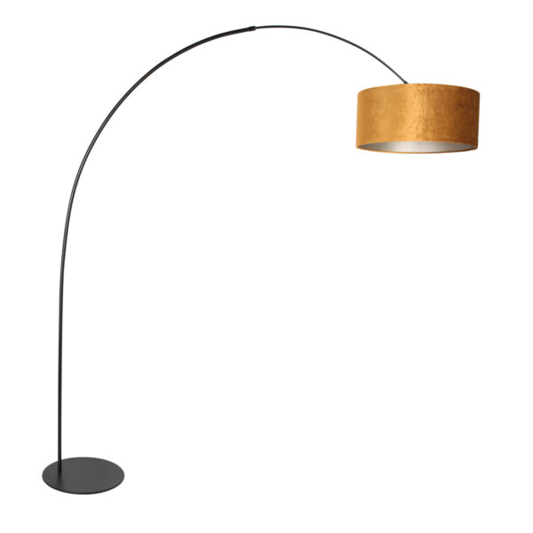 Booglamp zwart met velvet gouden kap Anne Lighting Curve