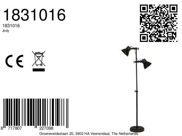 Industriële zwarte vloerlamp Light & Living Jody - H 165 cm - Image 9