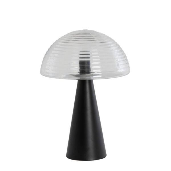 Glazen tafellamp metaal zwart Light & Living Mueda - H 43 cm