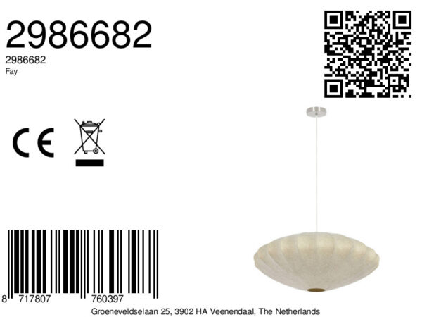 Beige hanglamp met textielkap Light & Living Fay - Ø 70 cm - Image 8