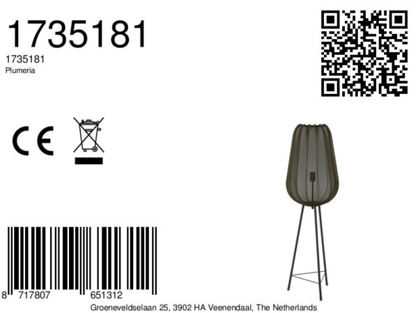 Zwarte stoffen staande lamp Light & Living Plumeria - H 132 cm - Image 10