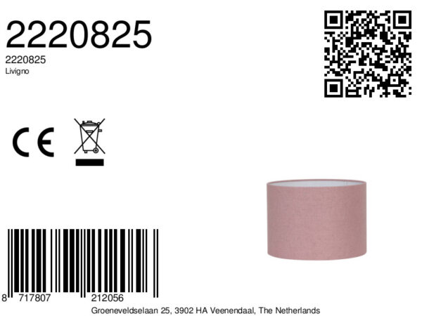 Roze stoffen lampenkap cilindervormig Light & Living Livigno - Ø 20 cm - Image 4