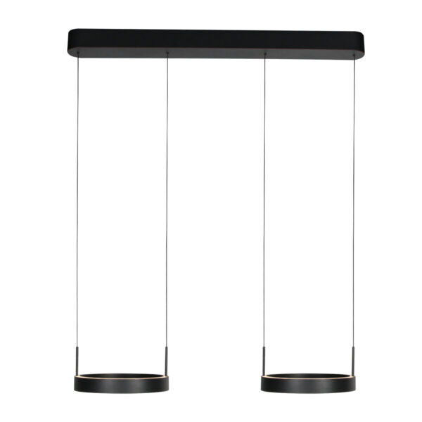 Zwarte design dubbele ring- eettafellamp Steinhauer Mykty