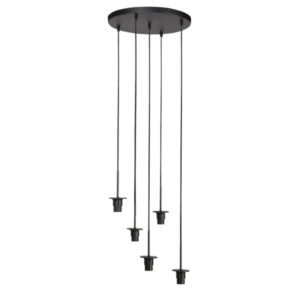 Hanglamp met 5 crèmekleurige druppelvormige kappen Mexlite HaloSwap - Image 7