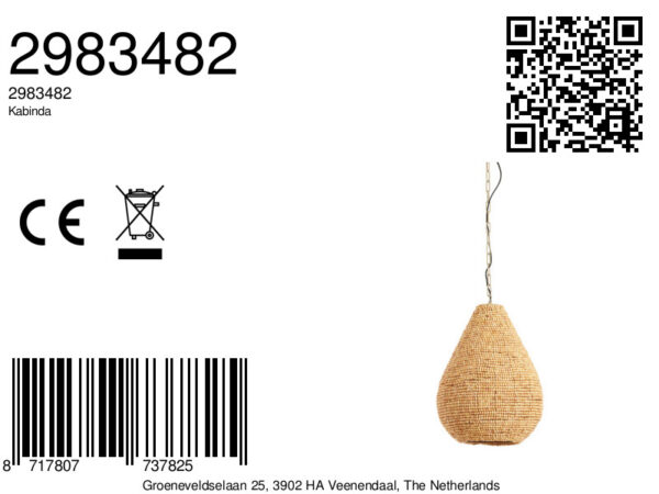 Natuurlijke kralen hanglamp Light & Living Kabinda - Ø 31 cm - Image 7