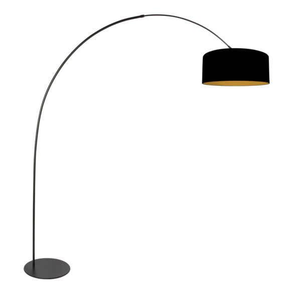 Zwarte gebogen vloerlamp met zwarte kap Anne Lighting Curve