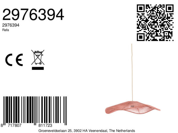 Roze hanglamp met golvend design Light & Living Rafa - Ø 70 cm - Image 6