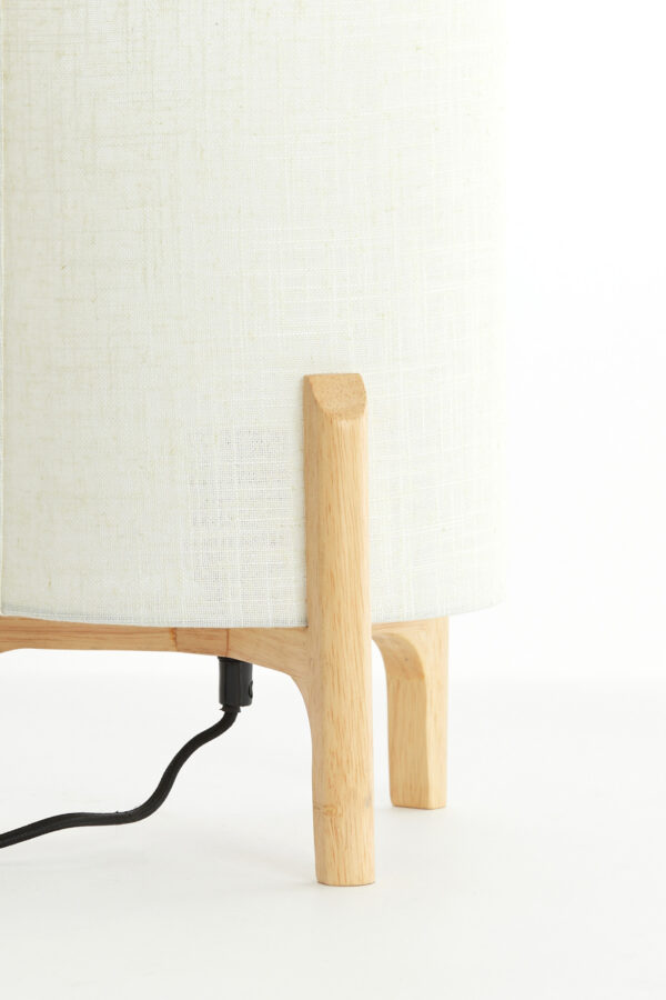 Crèmekleurige ronde tafellamp met hout Light & Living Litto - H 33 cm - Image 6