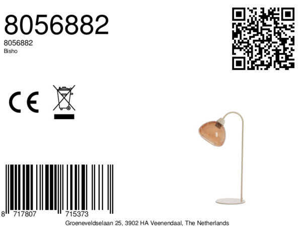 Amberkleurige glazen tafellamp Light & Living Bisho – H 61 cm - Image 6